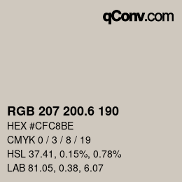 カラーコード: RGB 207 200.6 190 | qconv.com