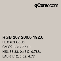 カラーコード: RGB 207 200.6 192.6 | qconv.com