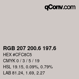 カラーコード: RGB 207 200.6 197.6 | qconv.com