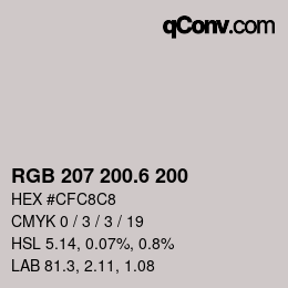 カラーコード: RGB 207 200.6 200 | qconv.com