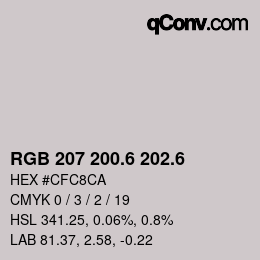 カラーコード: RGB 207 200.6 202.6 | qconv.com
