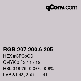 カラーコード: RGB 207 200.6 205 | qconv.com