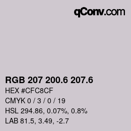 カラーコード: RGB 207 200.6 207.6 | qconv.com