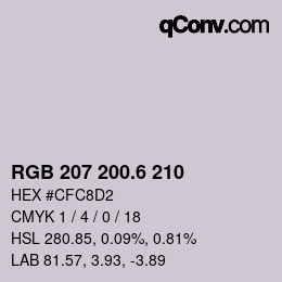 カラーコード: RGB 207 200.6 210 | qconv.com