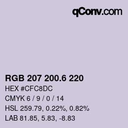 カラーコード: RGB 207 200.6 220 | qconv.com