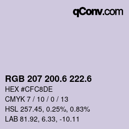 カラーコード: RGB 207 200.6 222.6 | qconv.com