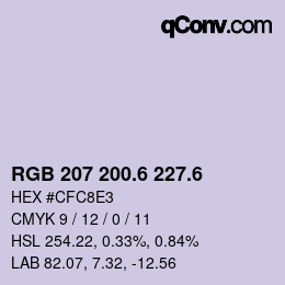 カラーコード: RGB 207 200.6 227.6 | qconv.com