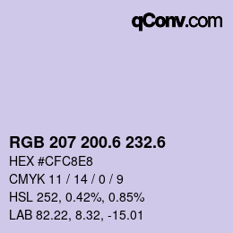 カラーコード: RGB 207 200.6 232.6 | qconv.com