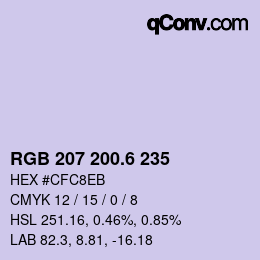 カラーコード: RGB 207 200.6 235 | qconv.com