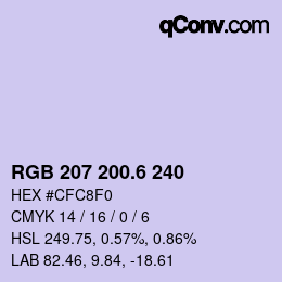カラーコード: RGB 207 200.6 240 | qconv.com