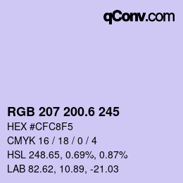 カラーコード: RGB 207 200.6 245 | qconv.com