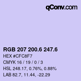 カラーコード: RGB 207 200.6 247.6 | qconv.com