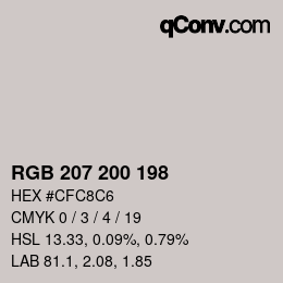 カラーコード: RGB 207 200 198 | qconv.com