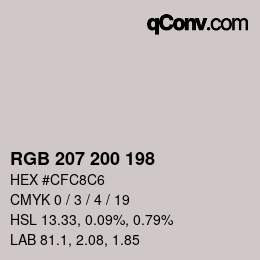 颜色代码: RGB 207 200 198 | qconv.com