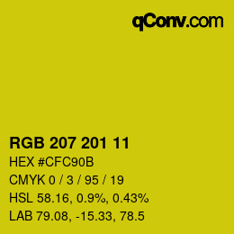 Color code: RGB 207 201 11 | qconv.com