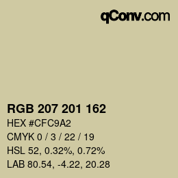 カラーコード: RGB 207 201 162 | qconv.com