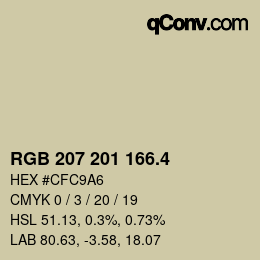 カラーコード: RGB 207 201 166.4 | qconv.com