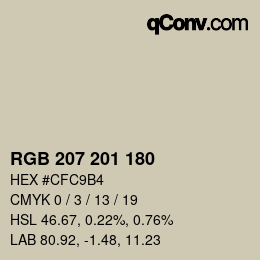 Color code: RGB 207 201 180 | qconv.com