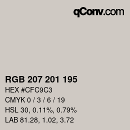 Color code: RGB 207 201 195 | qconv.com