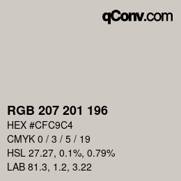 Color code: RGB 207 201 196 | qconv.com