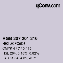 Color code: RGB 207 201 216 | qconv.com