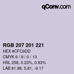 Color code: RGB 207 201 221 | qconv.com