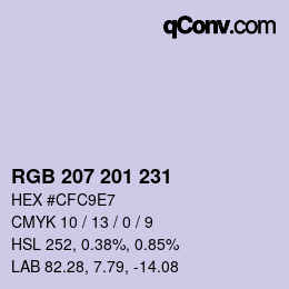Color code: RGB 207 201 231 | qconv.com