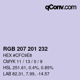 Color code: RGB 207 201 232 | qconv.com