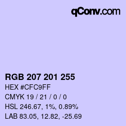 Color code: RGB 207 201 255 | qconv.com