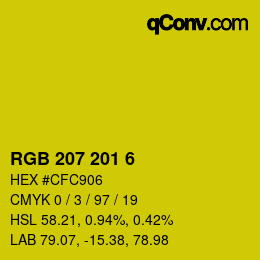 Color code: RGB 207 201 6 | qconv.com