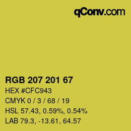 Color code: RGB 207 201 67 | qconv.com