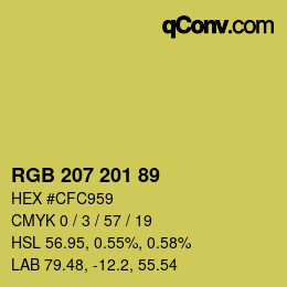 Color code: RGB 207 201 89 | qconv.com