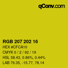 Color code: RGB 207 202 16 | qconv.com