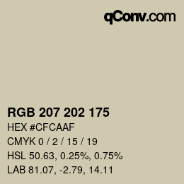 Color code: RGB 207 202 175 | qconv.com