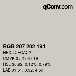 カラーコード: RGB 207 202 194 | qconv.com