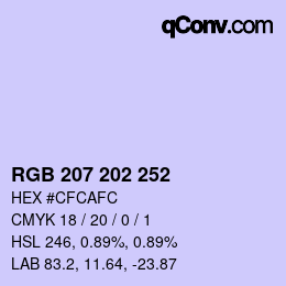 颜色代码: RGB 207 202 252 | qconv.com