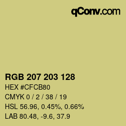 Color code: RGB 207 203 128 | qconv.com
