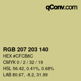 カラーコード: RGB 207 203 140 | qconv.com