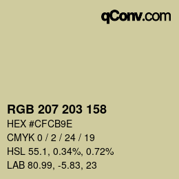 カラーコード: RGB 207 203 158 | qconv.com