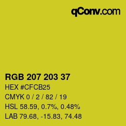 Color code: RGB 207 203 37 | qconv.com