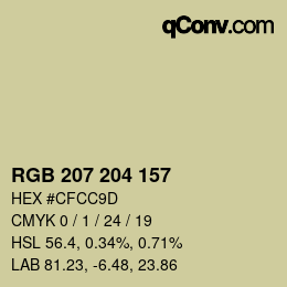 颜色代码: RGB 207 204 157 | qconv.com