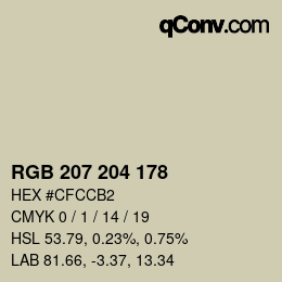 Color code: RGB 207 204 178 | qconv.com