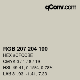 カラーコード: RGB 207 204 190 | qconv.com