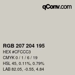 Code couleur: RGB 207 204 195 | qconv.com