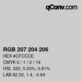 Código de color: RGB 207 204 206 | qconv.com