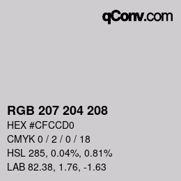 Color code: RGB 207 204 208 | qconv.com