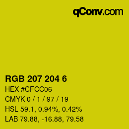 Color code: RGB 207 204 6 | qconv.com