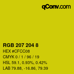 カラーコード: RGB 207 204 8 | qconv.com