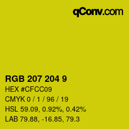 Color code: RGB 207 204 9 | qconv.com