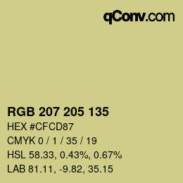 Color code: RGB 207 205 135 | qconv.com